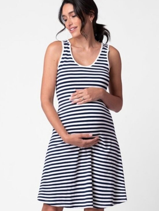 Seraphine Dresses & Skirts - Seraphine Navy and White Striped Maternity Dress